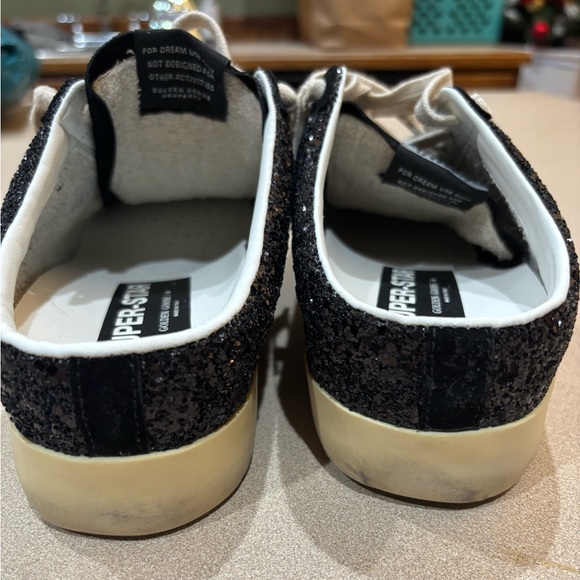GOLDEN GOOSE Super-Star distressed glittered leather suede slip-on sneakers 41 - Picture 3 of 17